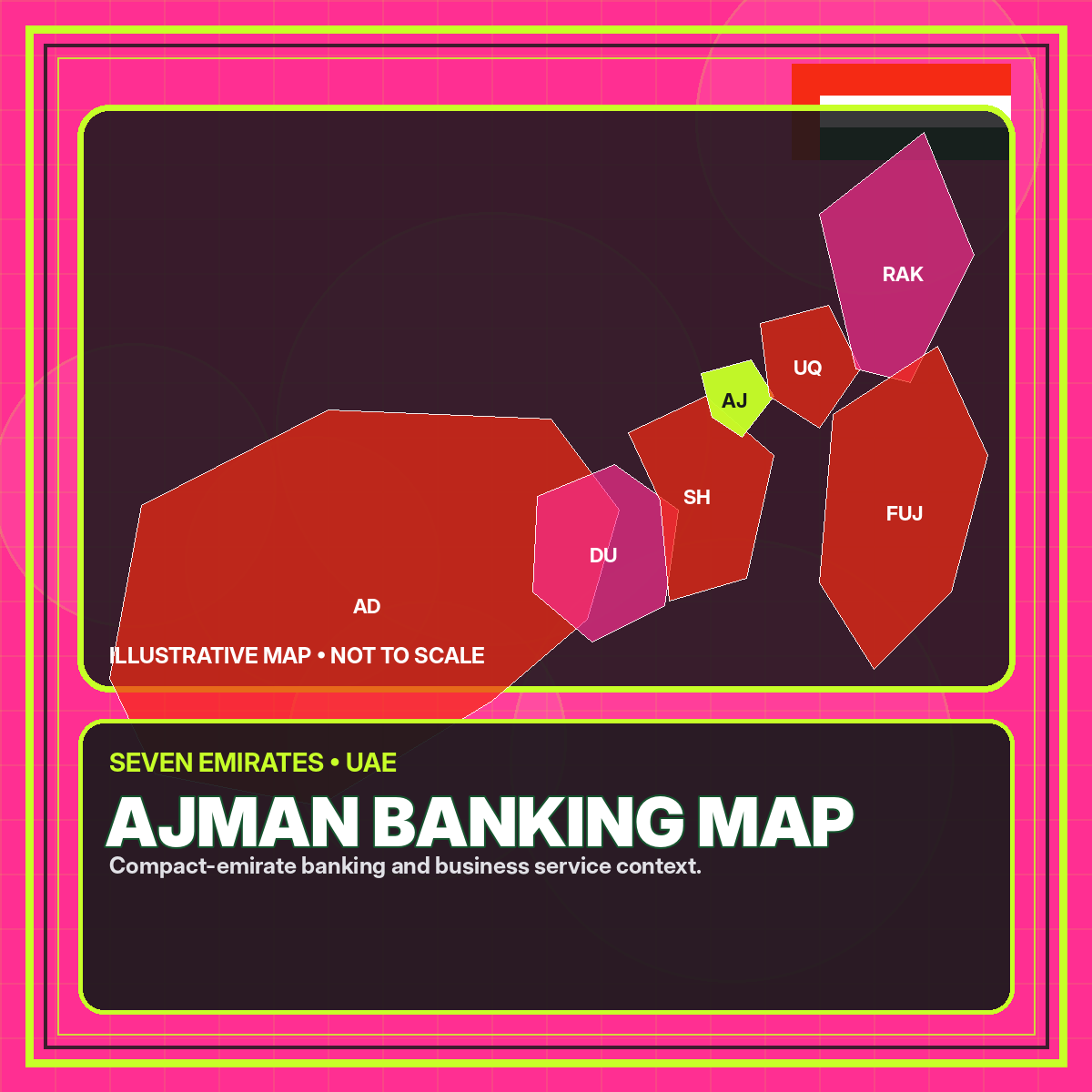 Illustrated Ajman banking map for Bank UAE