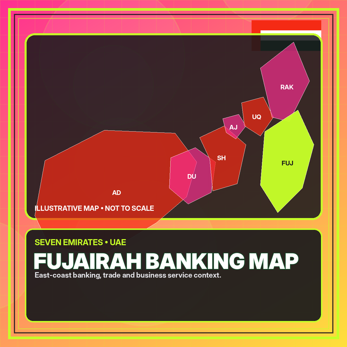 Illustrated Fujairah banking map for Bank UAE