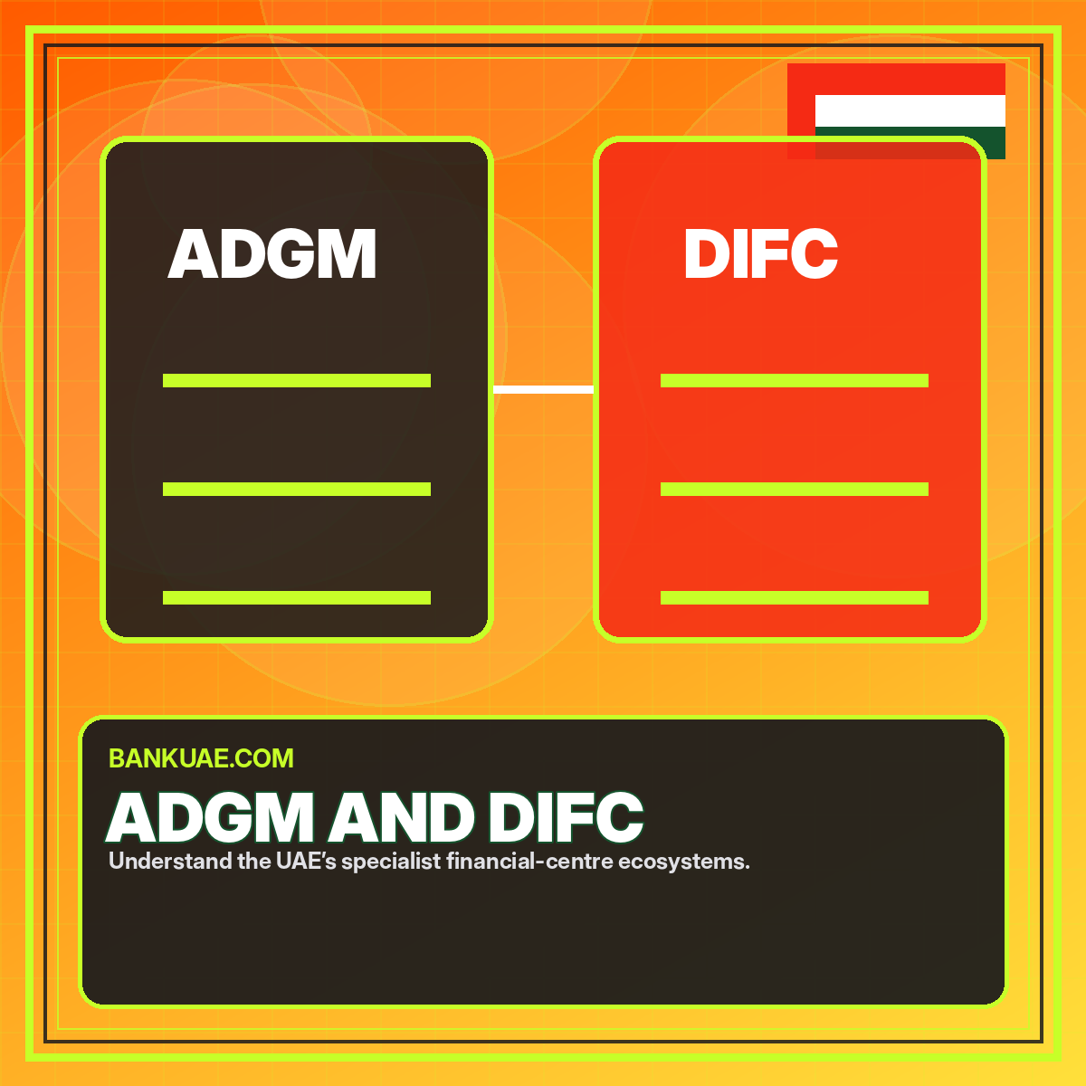 Neon ADGM and DIFC financial centres illustration