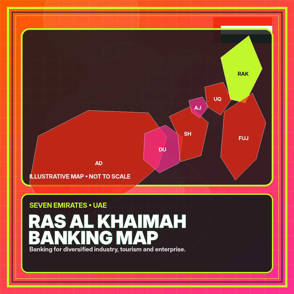 Illustrated Ras Al Khaimah banking map for Bank UAE